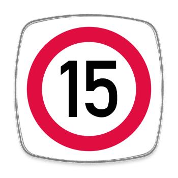 15. Geburtstag Achtung! Verkehrsschild 15 Km/h - Viereckiger Kühlschrankmagnet - Weiß - Vorne