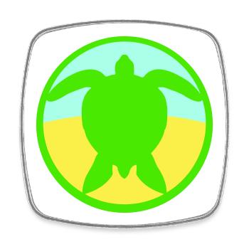 Schildkröte Logo Strand Wasser Meer Rund Symbol - Viereckiger Kühlschrankmagnet - Weiß - Vorne