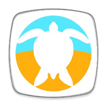 Schildkröte Logo Strand Wasser Meer Rund Symbol - Viereckiger Kühlschrankmagnet - Weiß - Vorne