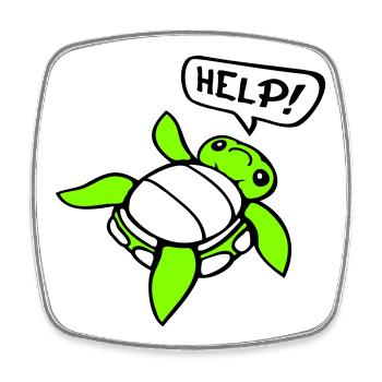 Turtle Back Tilted Over Helpless Side Help - Square fridge magnet - white - Front