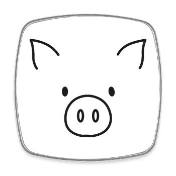 Cute Pig as a Sketch – Minimalist Motif - Square fridge magnet - white - Front