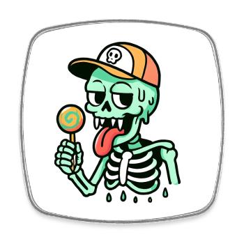 Lollipop Streetwear Totenkopf - Viereckiger Kühlschrankmagnet - Weiß - Vorne