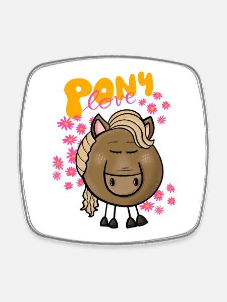 Pony Love - Square fridge magnet - white
