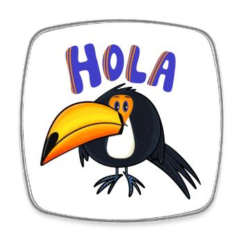 Hola Toucan - Square fridge magnet - white - Front