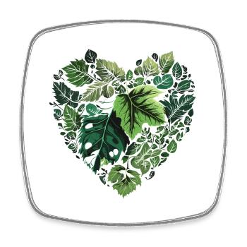 Leaf Heart Nature Pattern - Square fridge magnet - white - Front