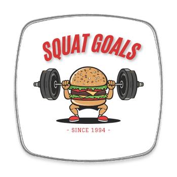 Burger squat – Objectifs de squat depuis 1994 - Magnet carré - blanc - Devant