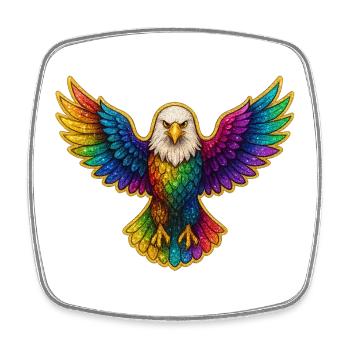 Rainbow Eagle Wing Art - Square fridge magnet - white - Front