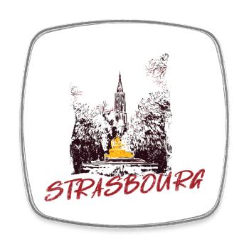 Cathédrale de Strasbourg – Illustration duotone - Magnet carré - blanc - Devant