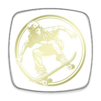 Skateboarding Silhouette Skateboard - Magnet carré - blanc - Devant