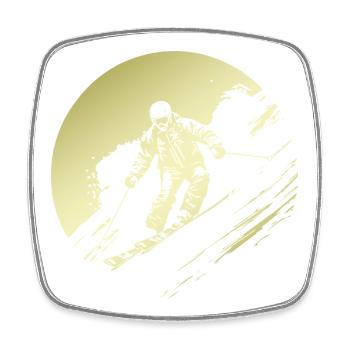 Ski Fahren Skiing Silhouette - Viereckiger Kühlschrankmagnet - Weiß - Vorne