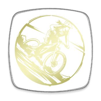Mountain Bike Bicycle Silhouette - Square fridge magnet - white - Front
