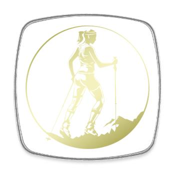 Nordic Walking Silhouette - Viereckiger Kühlschrankmagnet - Weiß - Vorne