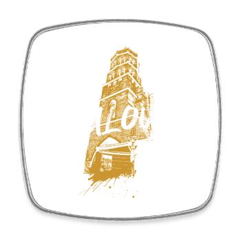 Duotone-Illustration Kirche Saint-Nicolas in Toulouse - Viereckiger Kühlschrankmagnet - Weiß - Vorne