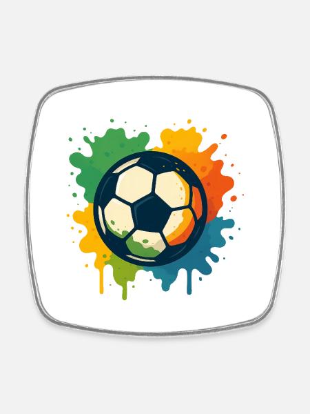 Colorful soccer splatter design - Square fridge magnet - white