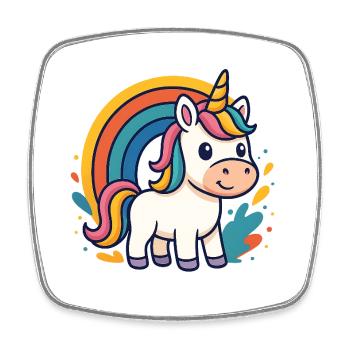 Rainbow Unicorn Graphic - Square fridge magnet - white - Front