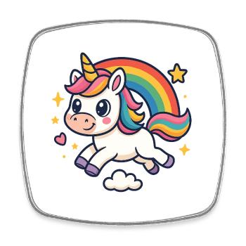 Kunterbuntes Einhorn Regenbogen - Viereckiger Kühlschrankmagnet - Weiß - Vorne