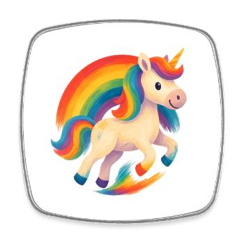 Regenbogen Unicorn Tanz - Viereckiger Kühlschrankmagnet - Weiß - Vorne