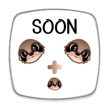SOON BABY ANNOUNCEMENT SLOTH FAMILY BABY - Viereckiger Kühlschrankmagnet - Weiß - Vorne