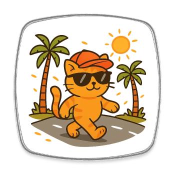 Tropische Katzensonnenbrille - Viereckiger Kühlschrankmagnet - Weiß - Vorne