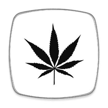 Silhouette de feuille de cannabis - Magnet carré - blanc - Devant
