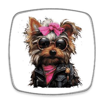 Coole Yorkshire Terrier Lady - Viereckiger Kühlschrankmagnet - Weiß - Vorne