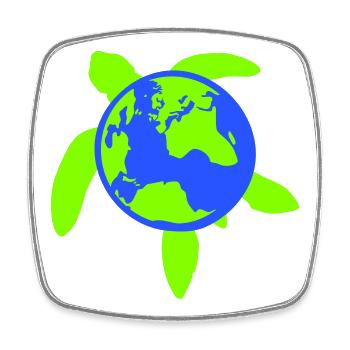 Tortue Terre Planète Monde Retour Carte Globe - Magnet carré - blanc - Devant