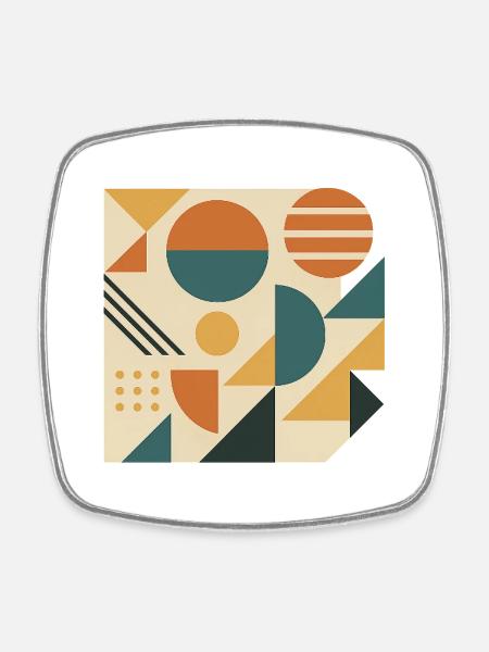 Geometric Color Tiles Pattern - Square fridge magnet - white