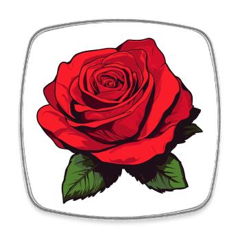 Rose rot mit Blätter - Viereckiger Kühlschrankmagnet - Weiß - Vorne