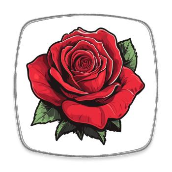 Rose in rot - Viereckiger Kühlschrankmagnet - Weiß - Vorne