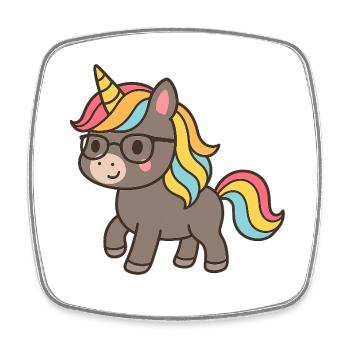 Pastel Unicorn with Glasses - Square fridge magnet - white - Front