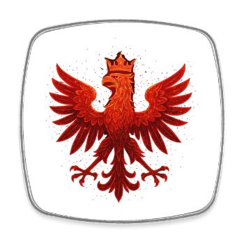 Pologne Polska Eagle drapeau rouge paillettes cadeau - Magnet carré - blanc - Devant