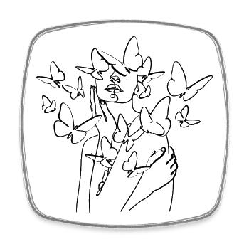 Black Silhouette Line Art - Square fridge magnet - white - Front