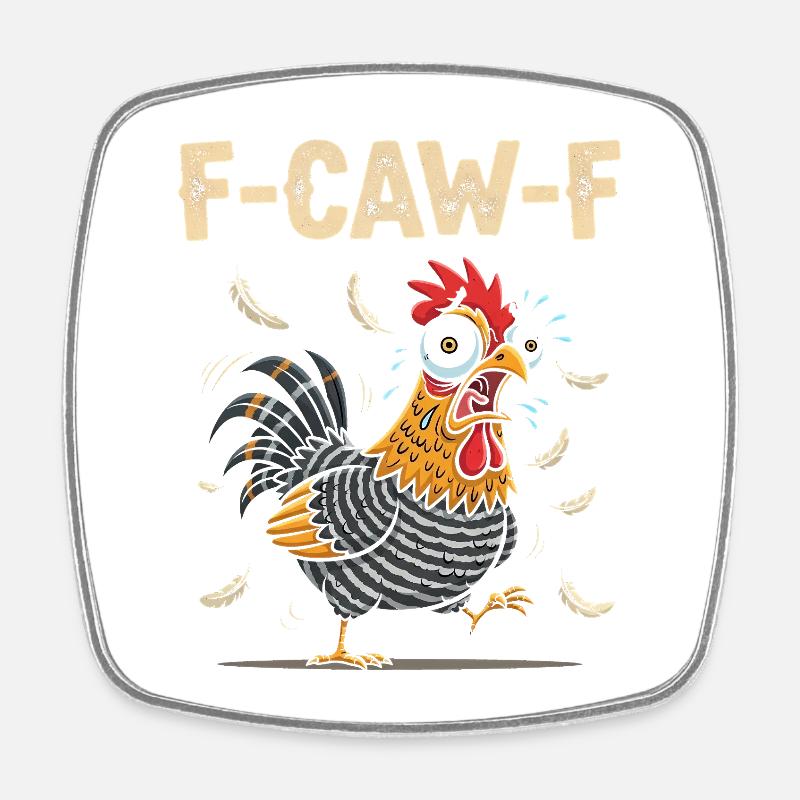 F-Caw-F Poulet Meme Funny Bielefeld Poulet - Magnet carré - blanc