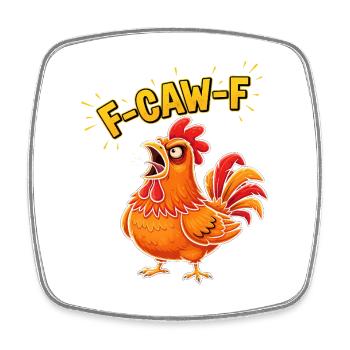 F Caw f Rooster Cartoon - Viereckiger Kühlschrankmagnet - Weiß - Vorne