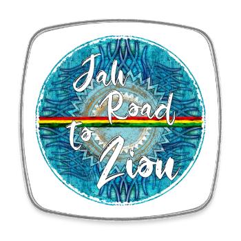 Insigne rond de Jah Road to Zion - Magnet carré - blanc - Devant
