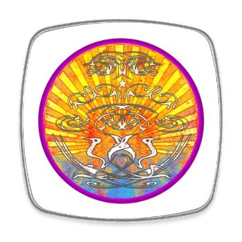 Kranich Sonnen-Tribal Ornament - Viereckiger Kühlschrankmagnet - Weiß - Vorne