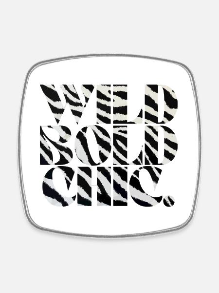 Wild Bold Chic Zebra Typography - Square fridge magnet - white