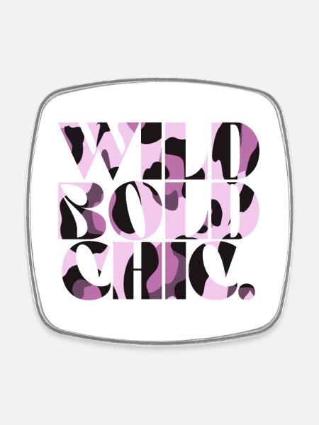 Wild Bold Chic Camo Typography - Square fridge magnet - white