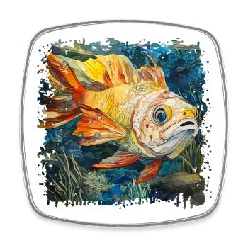 Coloré Poisson Sous-marin Aquarelle, Carpe - Magnet carré - blanc - Devant