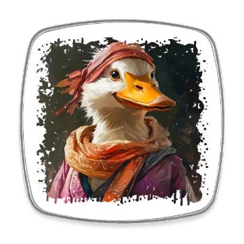 Anthropomorphe Ente mit buntem Schal - Viereckiger Kühlschrankmagnet - Weiß - Vorne