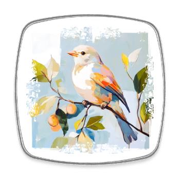 Bunter Vogel im Aquarellstil - Viereckiger Kühlschrankmagnet - Weiß - Vorne