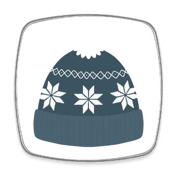 Bonnet nordique flocon de neige - Magnet carré - blanc - Devant