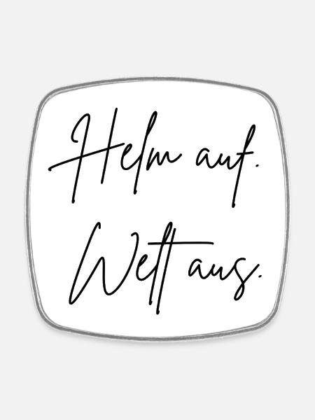 Helmet on. world. - Square fridge magnet - white