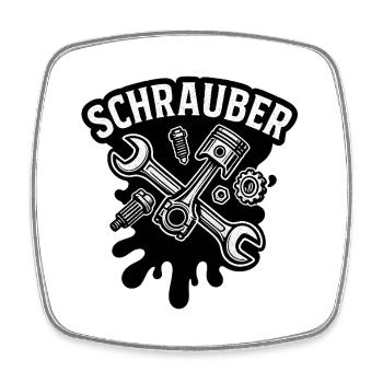 Schrauber Kraftwerk Logo - Viereckiger Kühlschrankmagnet - Weiß - Vorne