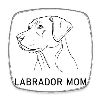 Labrador Mom Line Art Minimalist Dog Mom - Square fridge magnet - white - Front