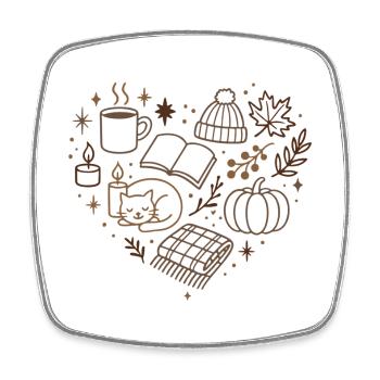 Autumnal Cuddle Evening Pattern - Square fridge magnet - white - Front