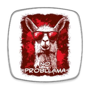 Cool llama alpaca with sunglasses - Square fridge magnet - white - Front