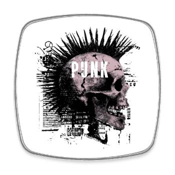 Punk Rock Mohawk Crâne - Magnet carré - blanc - Devant