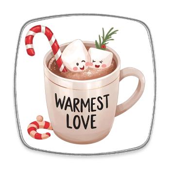 Heiße Schokolade – Warmest Love Xmas Design - Viereckiger Kühlschrankmagnet - Weiß - Vorne