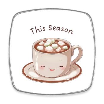 Anime Hot Chocolate – This Season Cozy Vibes - Viereckiger Kühlschrankmagnet - Weiß - Vorne